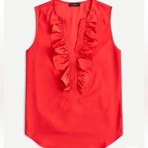 J Crew Ruffle-front top in satin crepe size small new with tags
